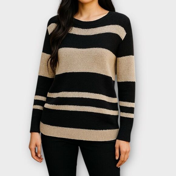 Ann Taylor Open Knit Striped Sweater Women's Size M - Picture 1 of 4